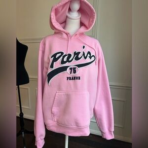 Hello Paris Pink Hoodie, Size Large